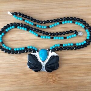 $142 Vintage Estate Southwest Necklace Sterling Silver Marked STERLING S